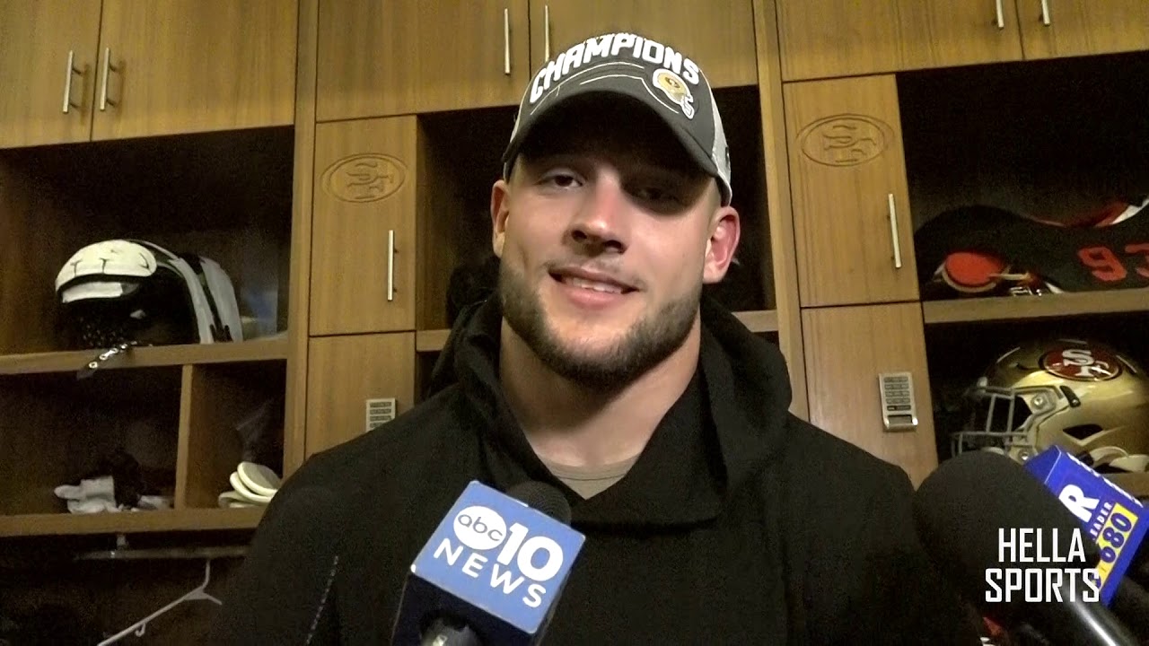 San Francisco 49ers celebrate NFC Championship | Nick Bosa
