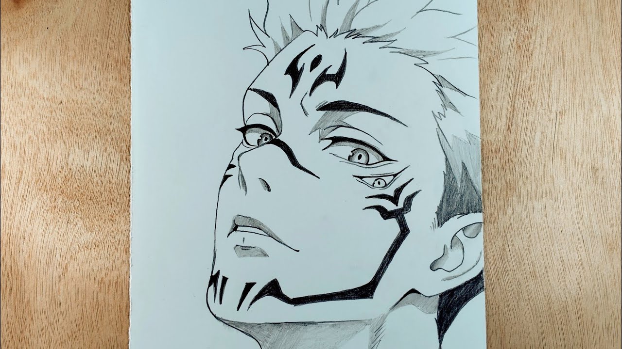 “How to Draw Sukuna | Jujutsu Kaisen Pencil Drawing (Step by Step)”