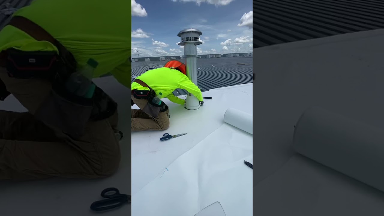 TPO - Pipe Flashing Field Wrap como rapear una pipa de TPO roofing comercial