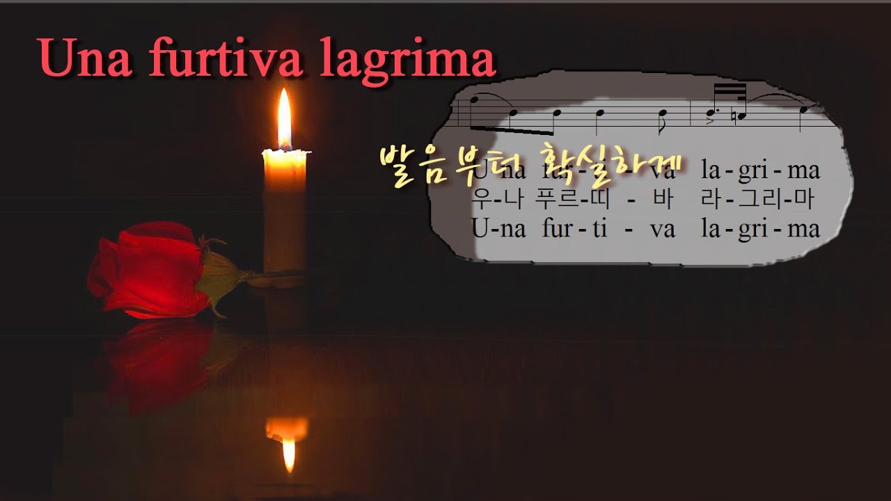 Una Furtiva Lagrima 완벽레슨*3회반복 (가사/발음/가사) 남몰래 흐르는 눈물
