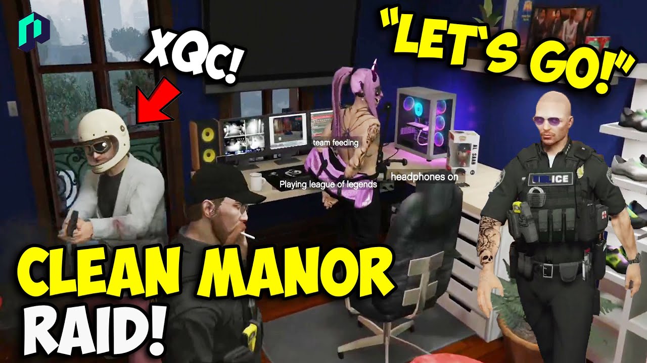 Cops RAID The CLEAN MANOR! Shots Fired By xQc! (Multiple POVS) | GTA RP NoPixel