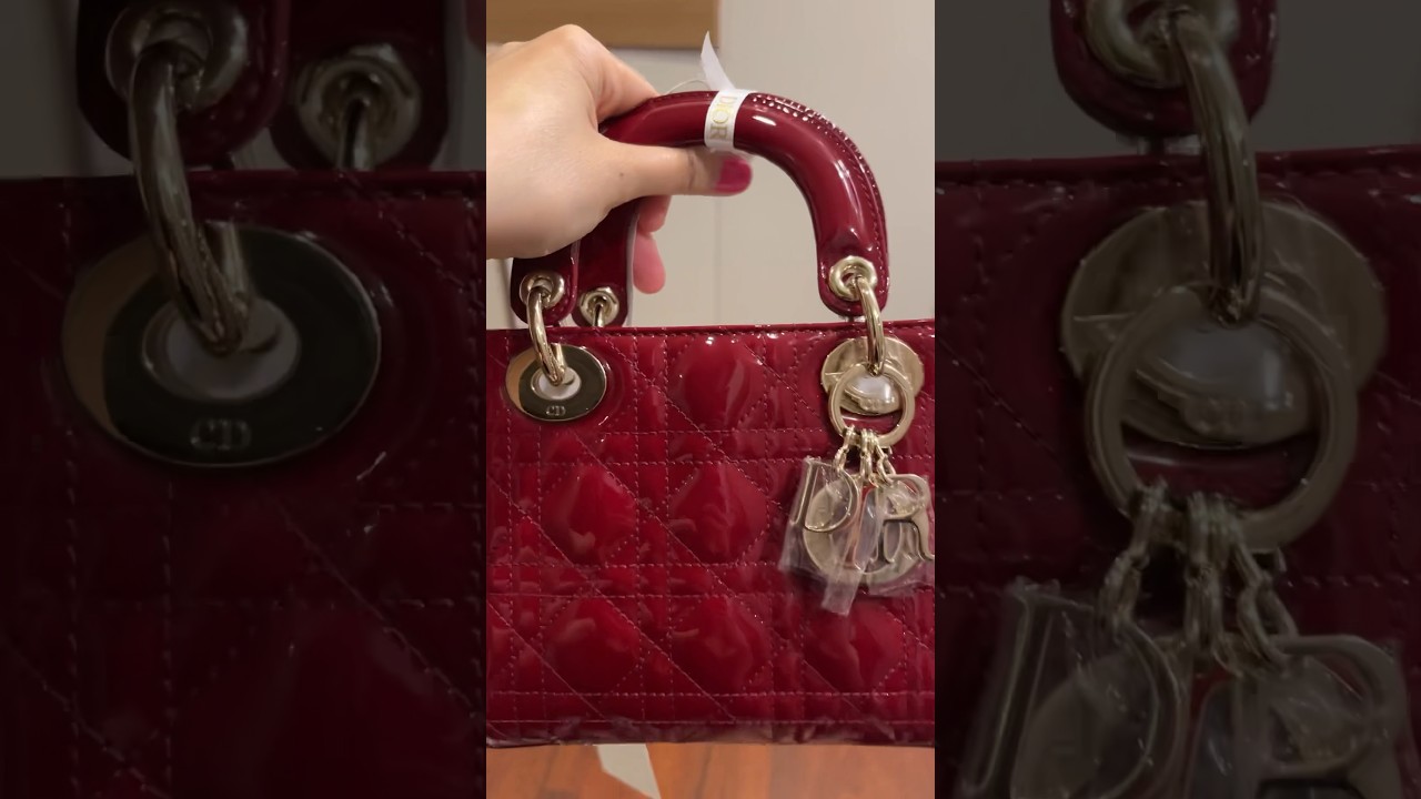 MINI LADY DIOR Cherry Red Patent Cannage Calfskin #unboxing#ladydior#dior another gift from myhubby