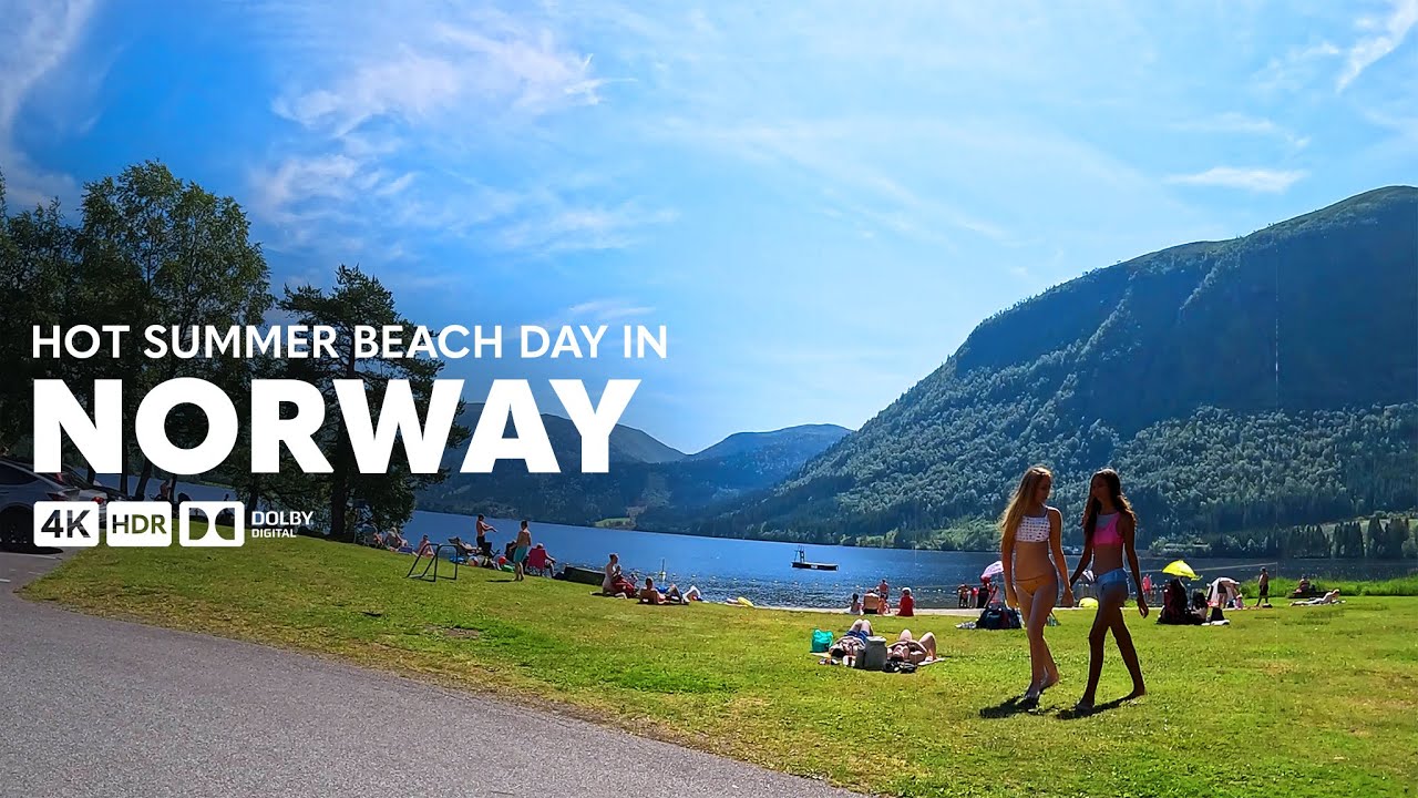 4K Scenic Drive Hot Summer Beach Day in Norway NO | Volda
