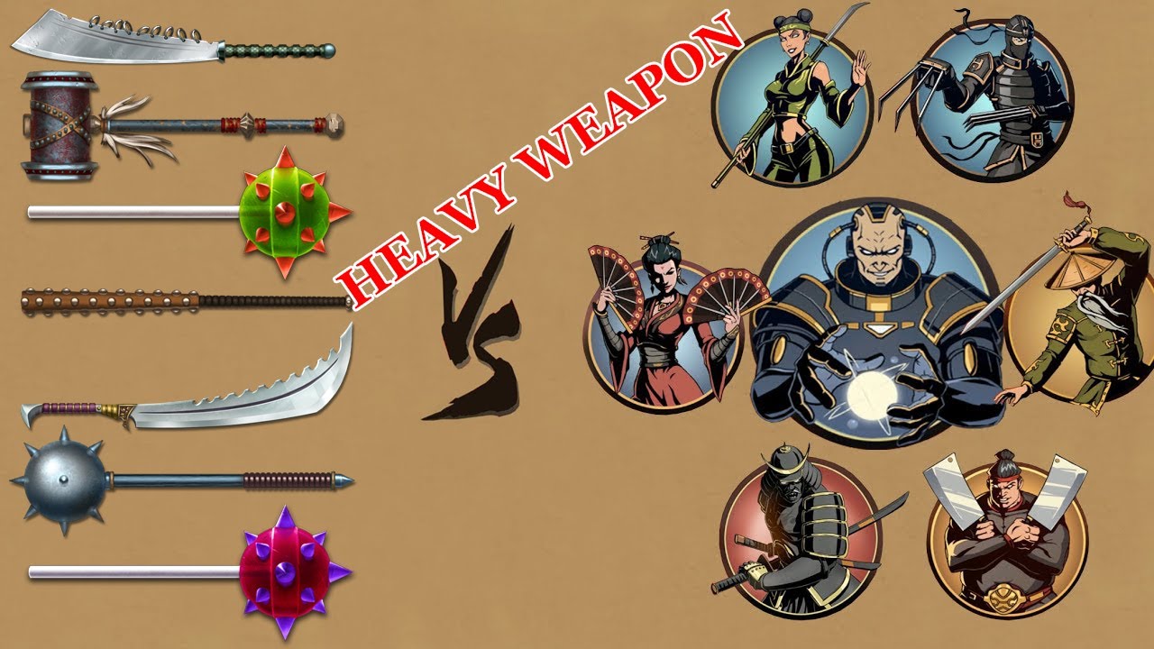 Shadow Fight 2 || TOP HEAVY WEAPON vs ALL BOSSES 「iOS/Android Gameplay」