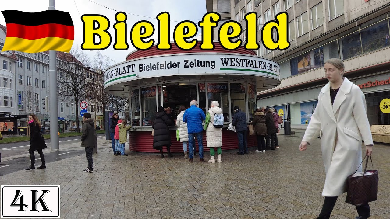 Walking in the city center of Bielefeld, Germany