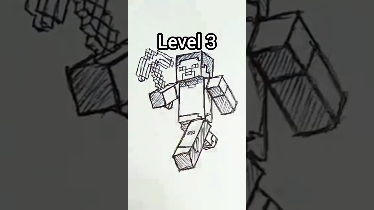 How to draw Steve in different level #shorts #anime #drawing #minecraft