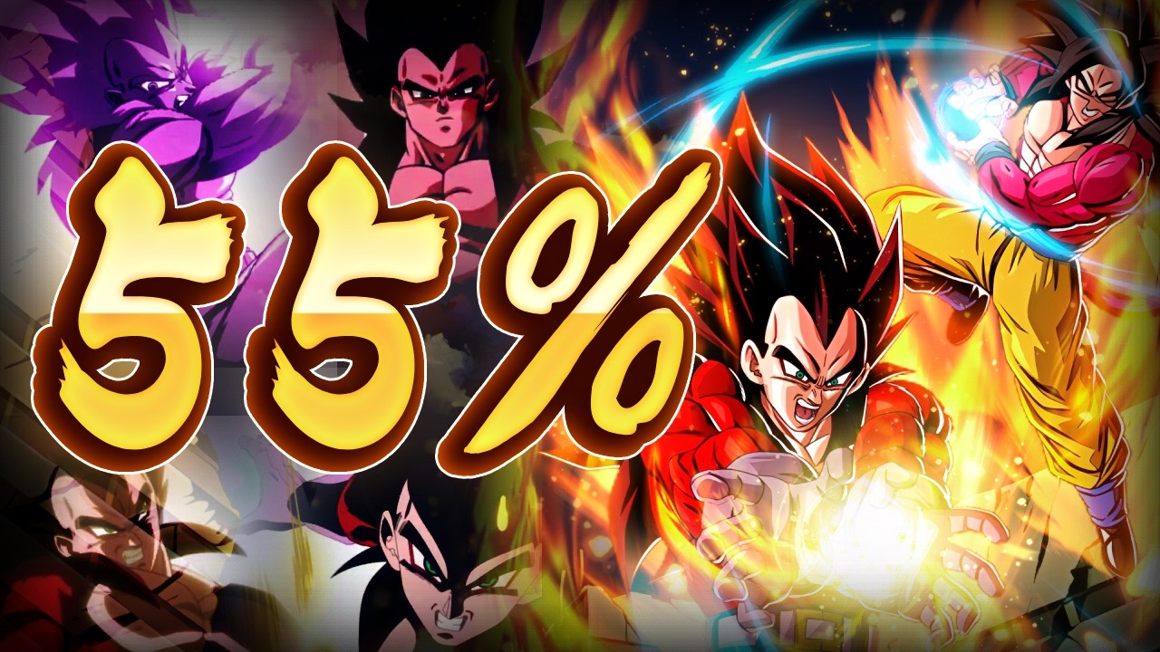 INSANE STACKING!! HOW GOOD IS LR INT SSJ4 VEGETA + GOKU  AT 55%? [Dokkan Battle]