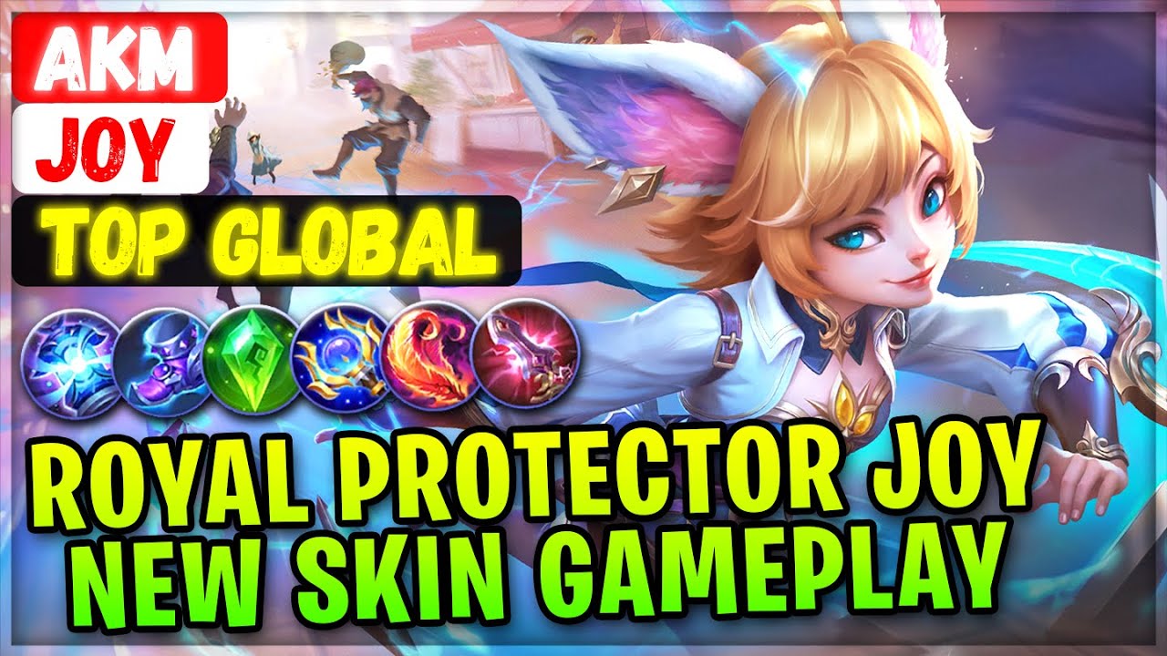 Royal Protector Joy New Skin Gameplay [ Top Global Joy ] AKM - Mobile Legends Emblem And Build