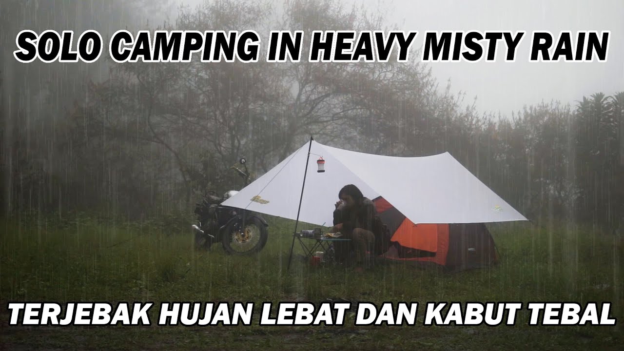 #06 Solo Camping in Tropical Misty Rain | Gunung Puntang | Kawasaki W175 | ASMR Nature Cinematic
