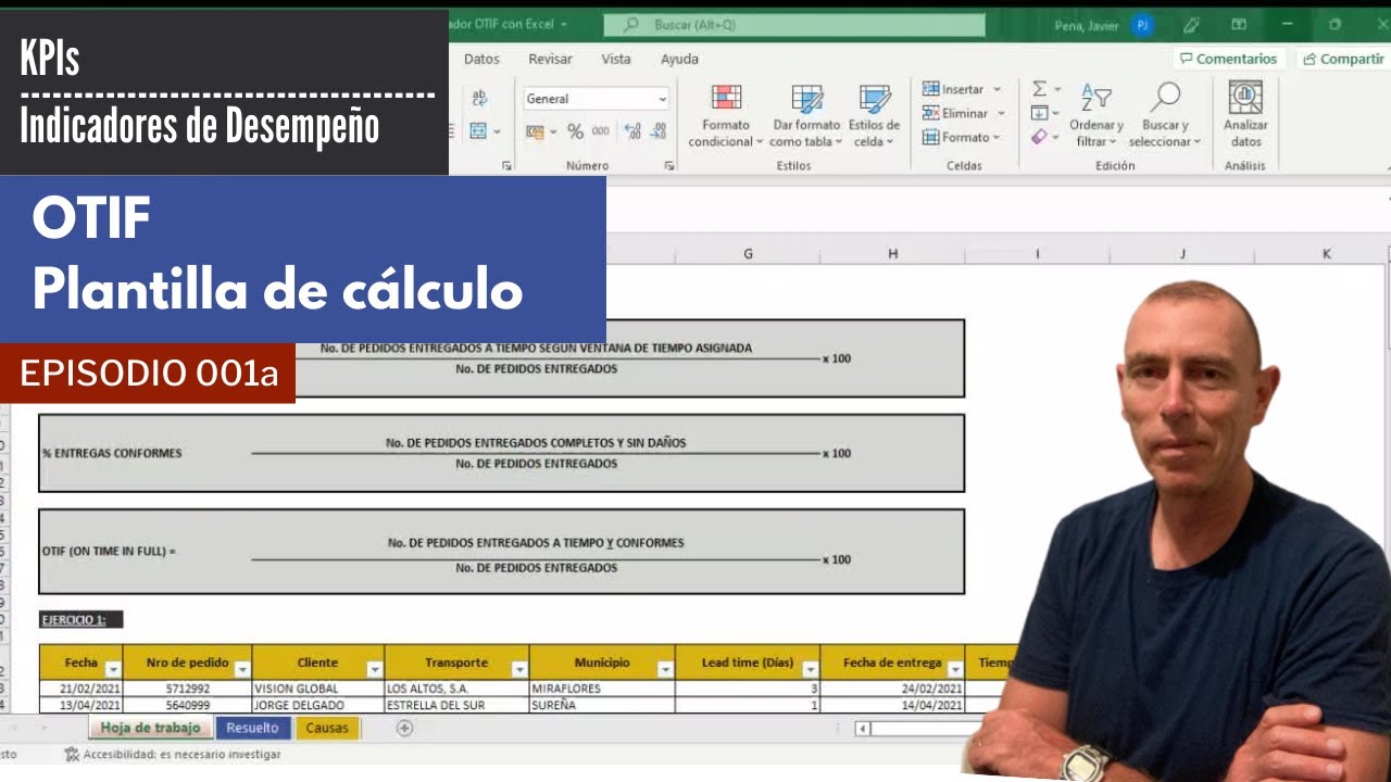 OTIF - ON TIME IN FULL - PLANTILLA DE CÁLCULO EN EXCEL - KPIs LOGÍSTICA Y CADENA DE SUMINISTRO 001a
