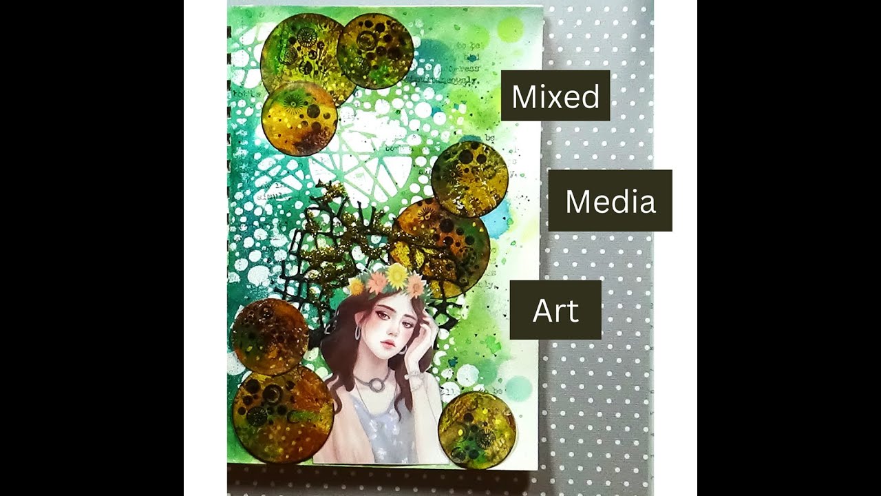 Mixed Media Art Journal Page using Dylusions ink spray