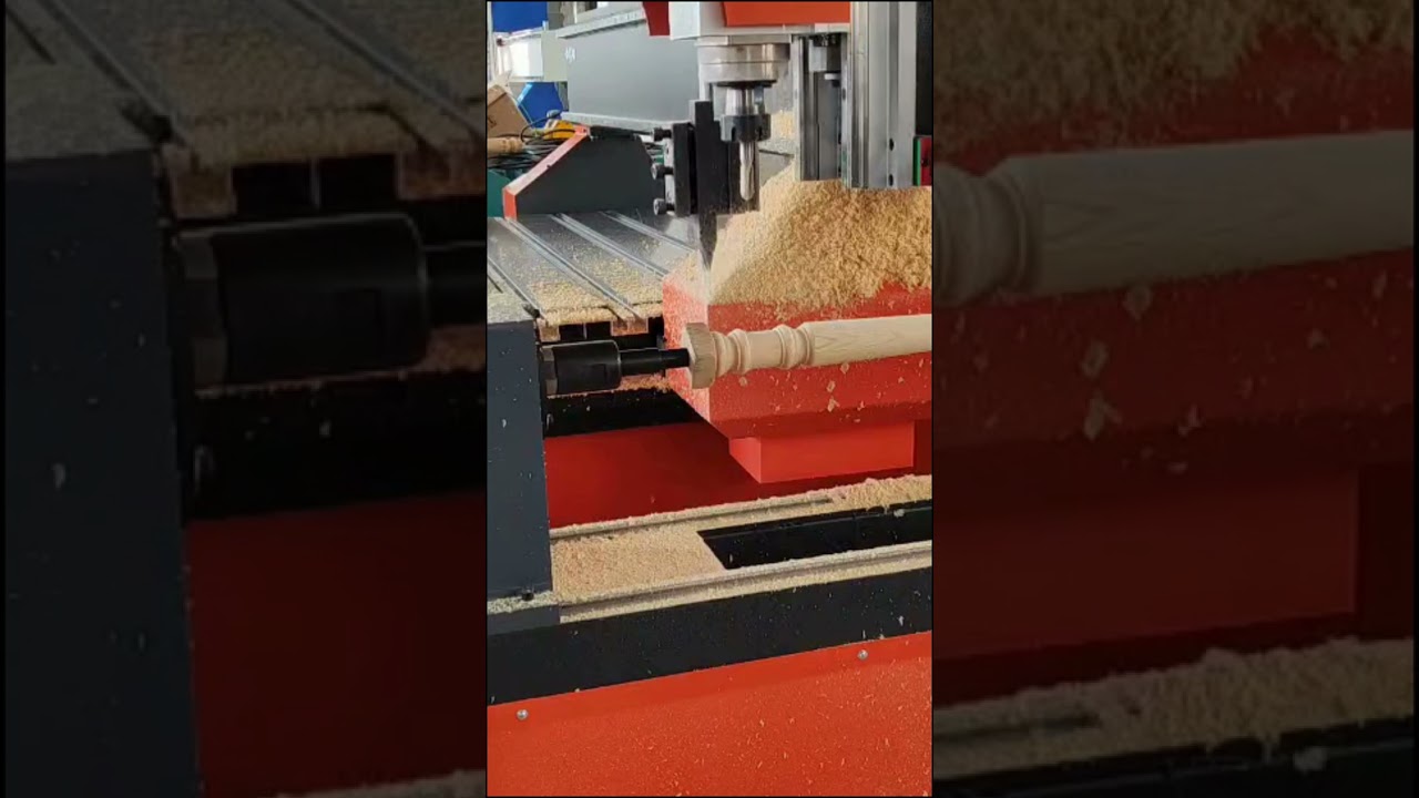 CNC WOOD ROUTER SIDE WITH ROTARY+LATHE ATTACHMENT BED SIZE:8/4, HYBIRD SERVO, SINGLE HEAD