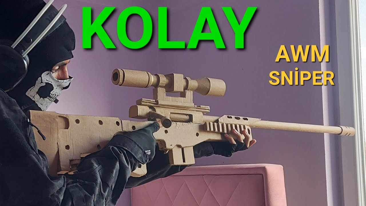 Kartondan AWM Sniper  Nasıl Yapılır ? ( DETAYLI ANLATIM EGLENCELİ )   Sniper Craft / carboard sniper