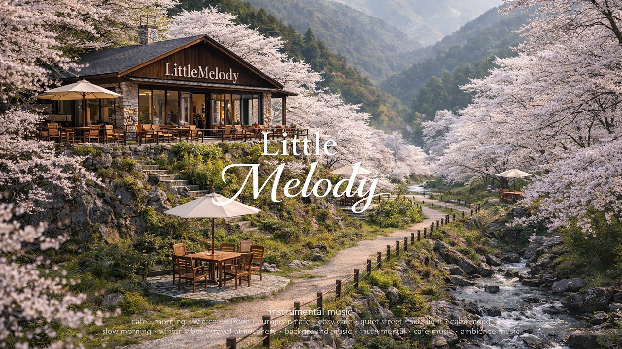 Cherry Blossom Café Ambience 🌸 Relaxing Spring Music | Little Melody