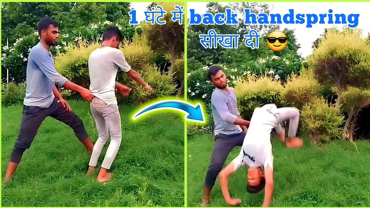 🤸‍♂️Teaching My Friend back handspring 🤯 #flips #parkour #tricking gymnastics backflip