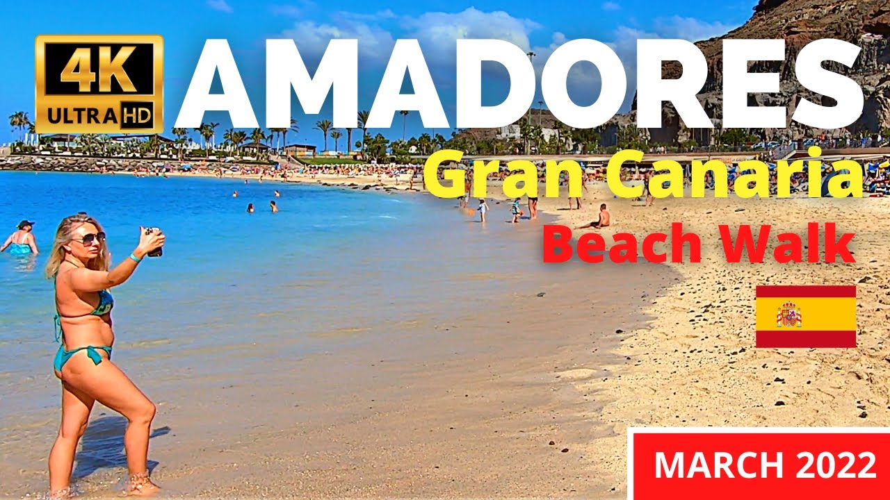 Gran Canaria Amadores Beach Walk Spain 4K | March 30, 2022 Canary Islands Walking Tour