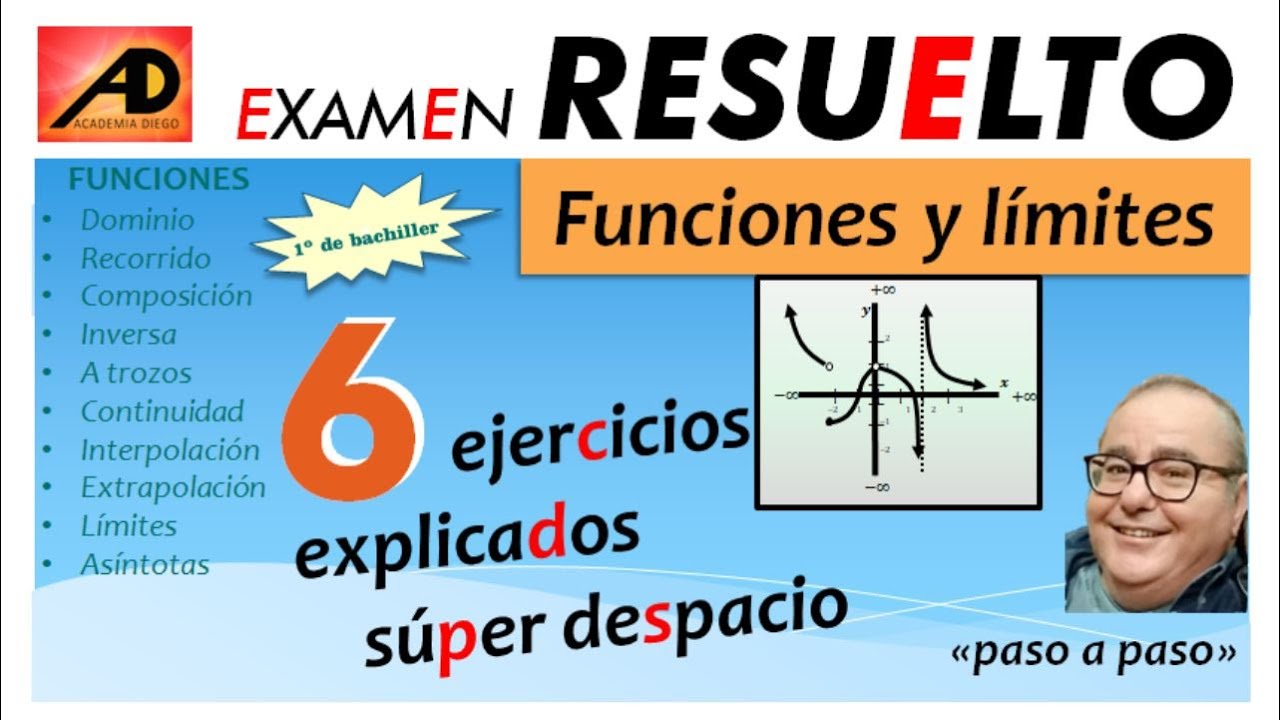 EXAMEN RESUELTO de FUNCIONES y LIMITES 1º BACHILLER @ACADEMIADIEGO