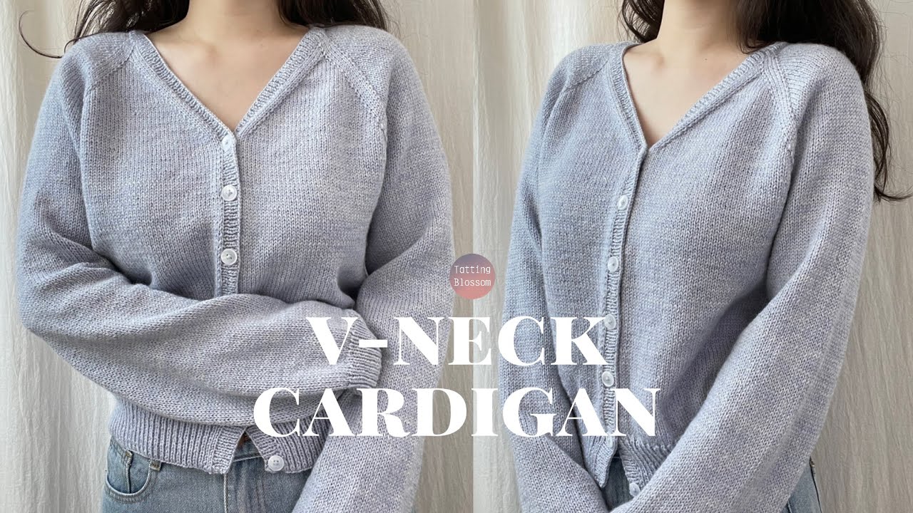 DIY 대바늘 브이넥 레글런 가디건 Knit V-neck raglan cardigan tutorial