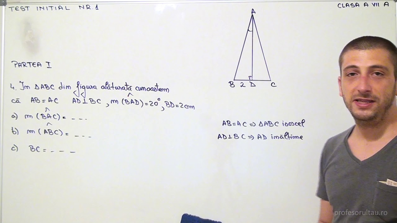 Clasa 7-a - Test initial NR 1 - Matematica - profesorultau.ro