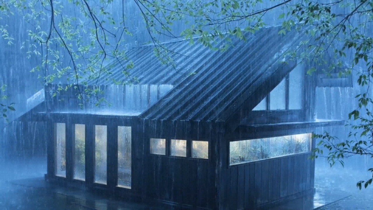 Immerse Yourself in Deep Sleep with Powerful Rain on a Fragile Tin Roof at Night