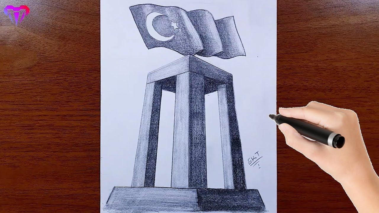 ÇANAKKALE ŞEHİTLER ANITI VE TÜRK BAYRAĞI ÇİZİMİ NASIL ÇİZİLİR
