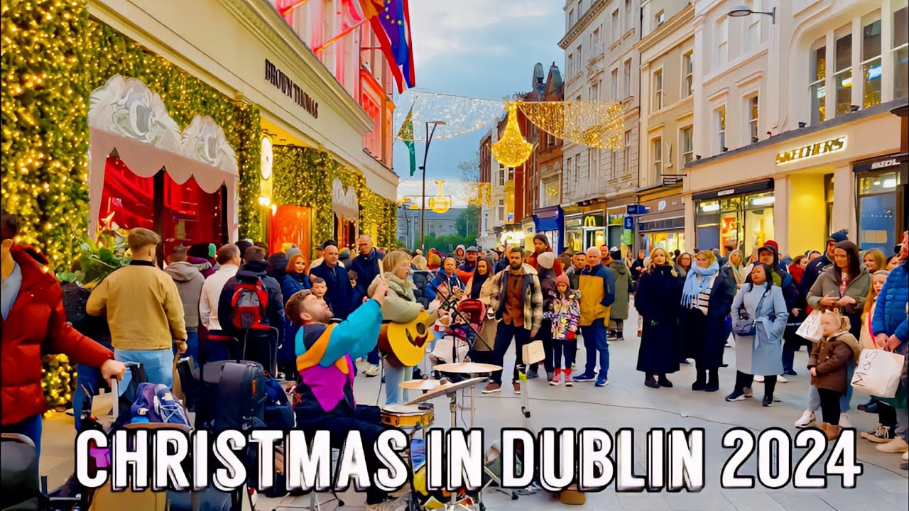 Christmas in Dublin Ireland  2024 ☘️| 4k Christmas walk in Grafton street Dublin, Christmas lights