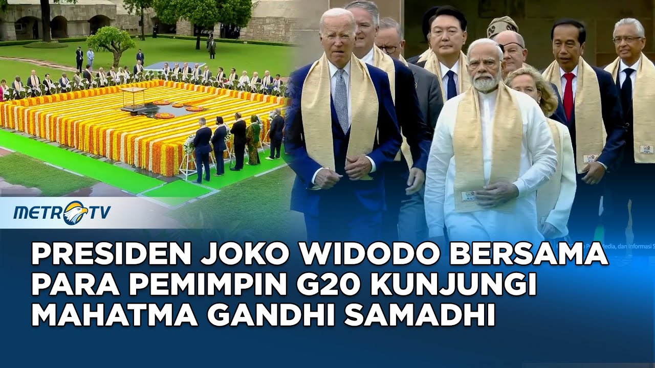 Presiden Jokowi Bersama para Pemimpin G20 Kunjungi Mahatma Gandhi Samadhi