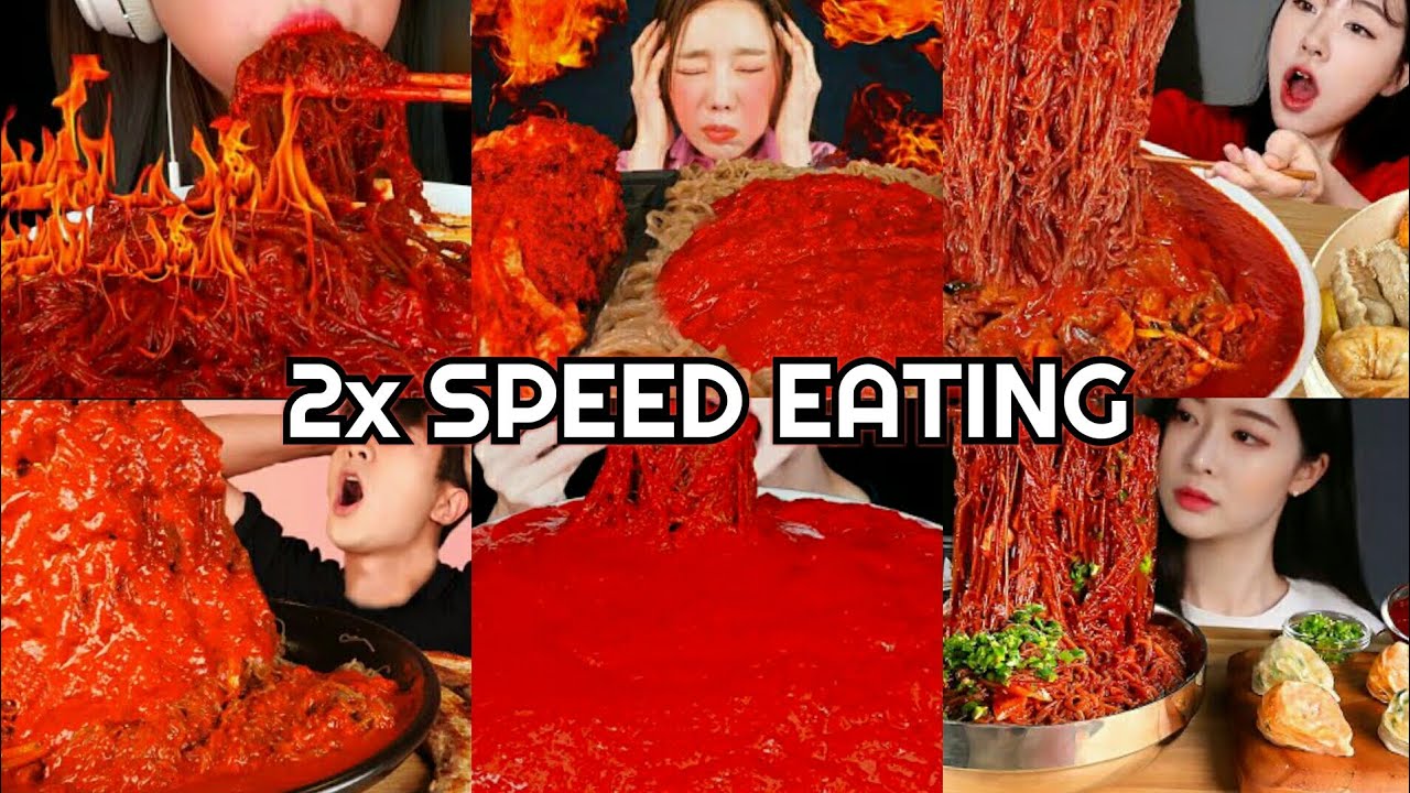 Super Spicy Cold Noodles Naengmyeon Mukbang | ASMR 2x Speed Eating Show