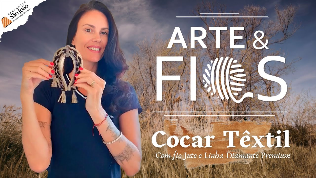 Cocar Têxtil com Linha Jute e Diamante Premium - Arte & Fios