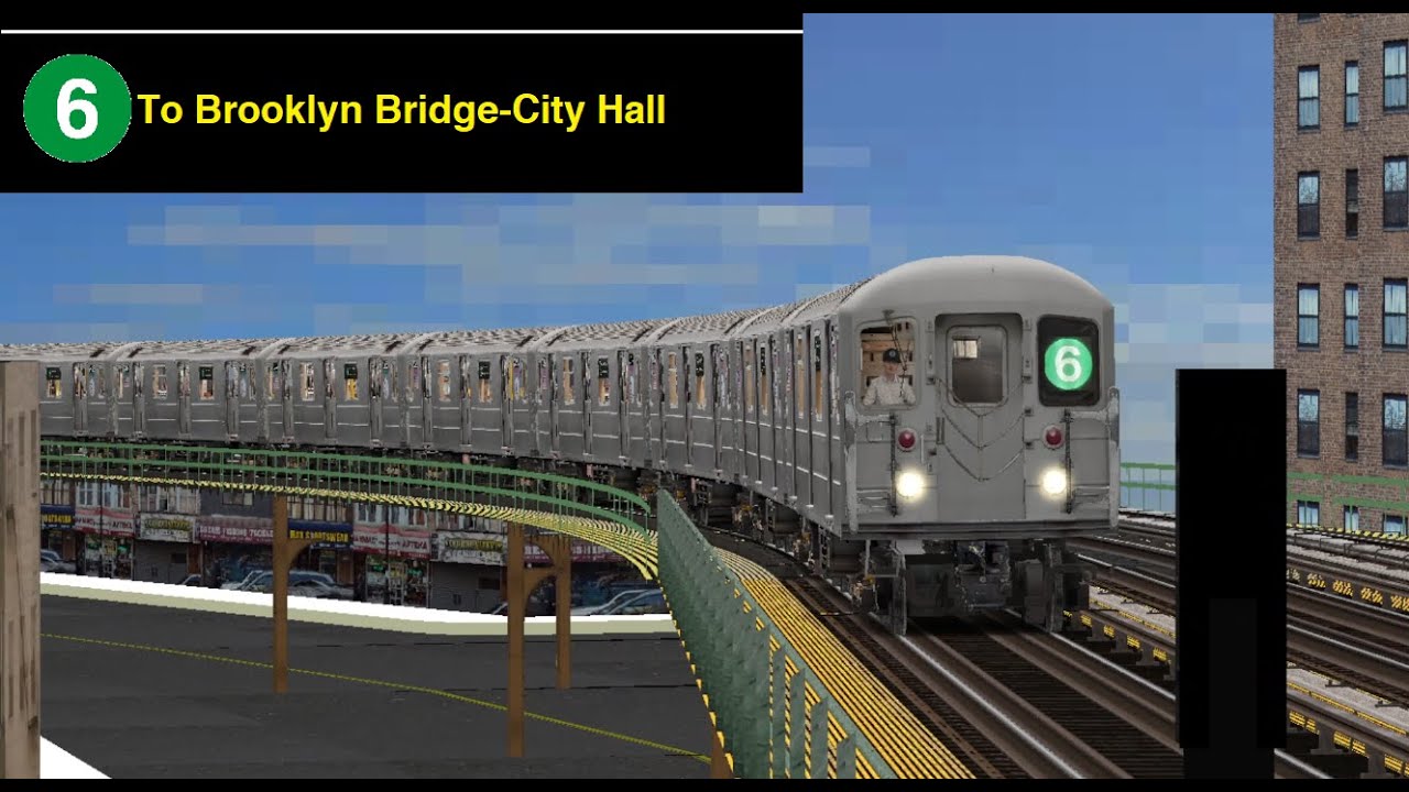 OpenBVE (6) Pelham Bay Park To Brooklyn Bridge-City Hall (R62A)(Weekday)