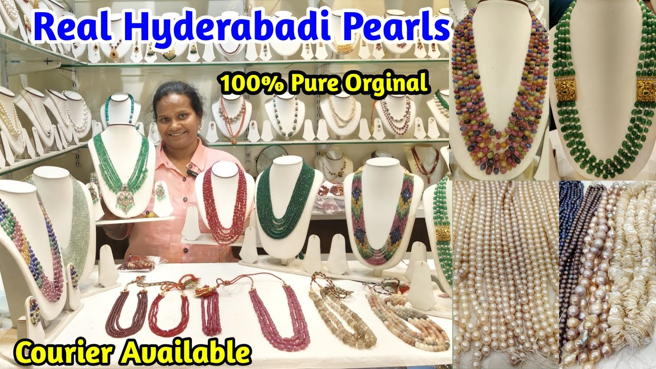Charminar Pearls Shopping | 100% pure pearls | with price | beads jewellery collection|