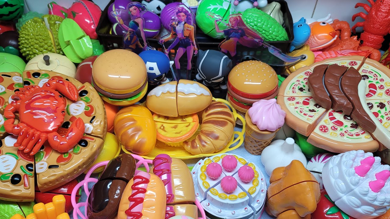 Satisfying Playing Cutting Yummy foods Fruits orange with Vegetables shortlive chindolls