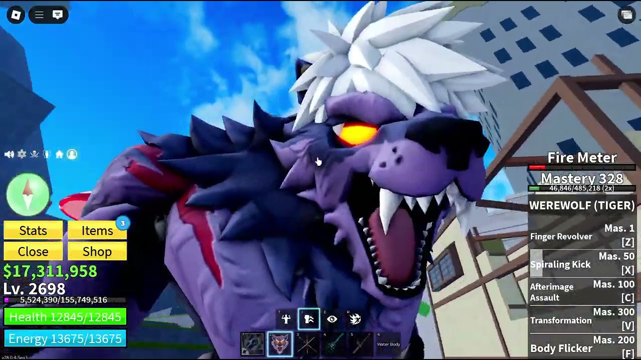 Tiger Vs Werewolf Blox fruits