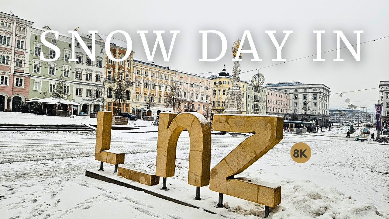 SNOWING IN LINZ ❄️ A Real Winter Walk in Austria 🇦🇹 (8K/4K)