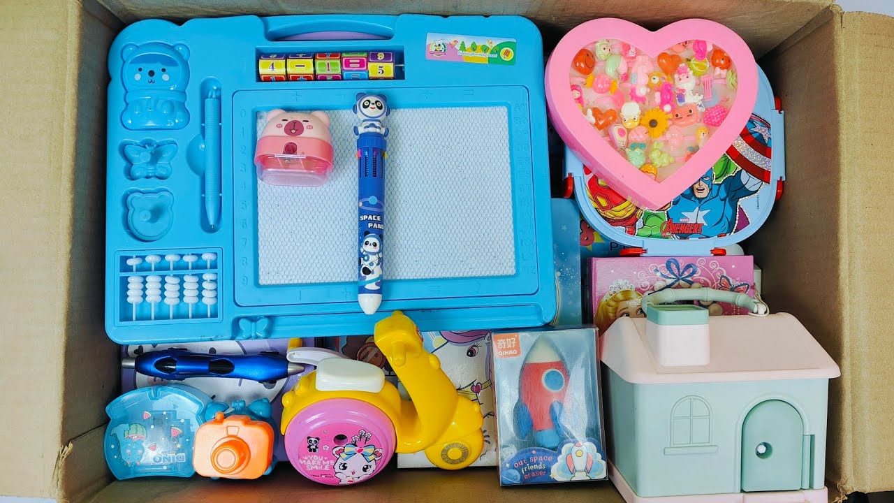 Unboxing Cool &Cute Stationery Collection📚 Geometry Box, Water Bottle, PiggyBank, Colouring kit, Pen
