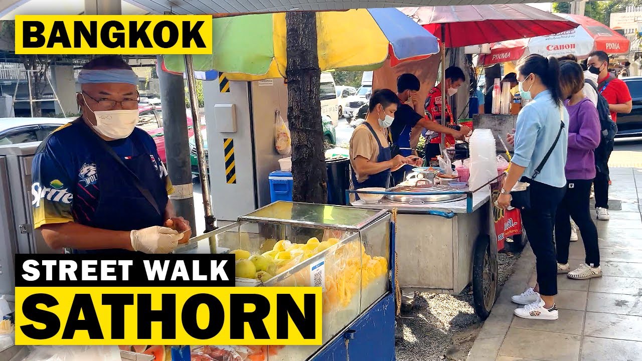 Sathorn Early Morning Street Walk [ 4K ] Bangkok street life &bull; Chong Nonsi &bull; Thailand