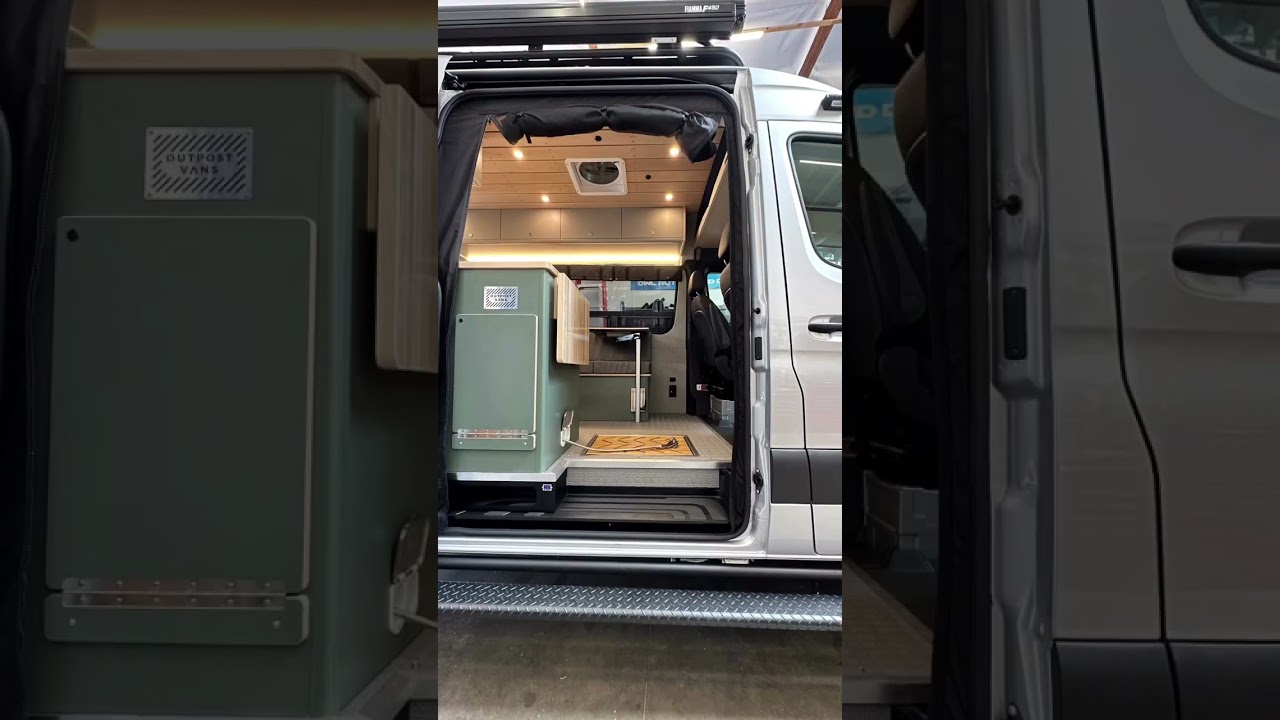 Hidden shower in a van? Yup! It’s a great way to have a shower but not give up additional storage.