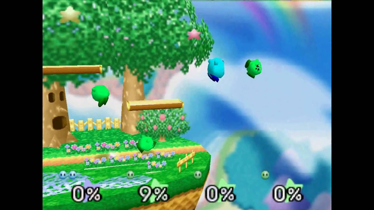 Super Smash Bros. 64 - Kirby vs. [Team] 3 Lvl 9 Kirbys (TAS)