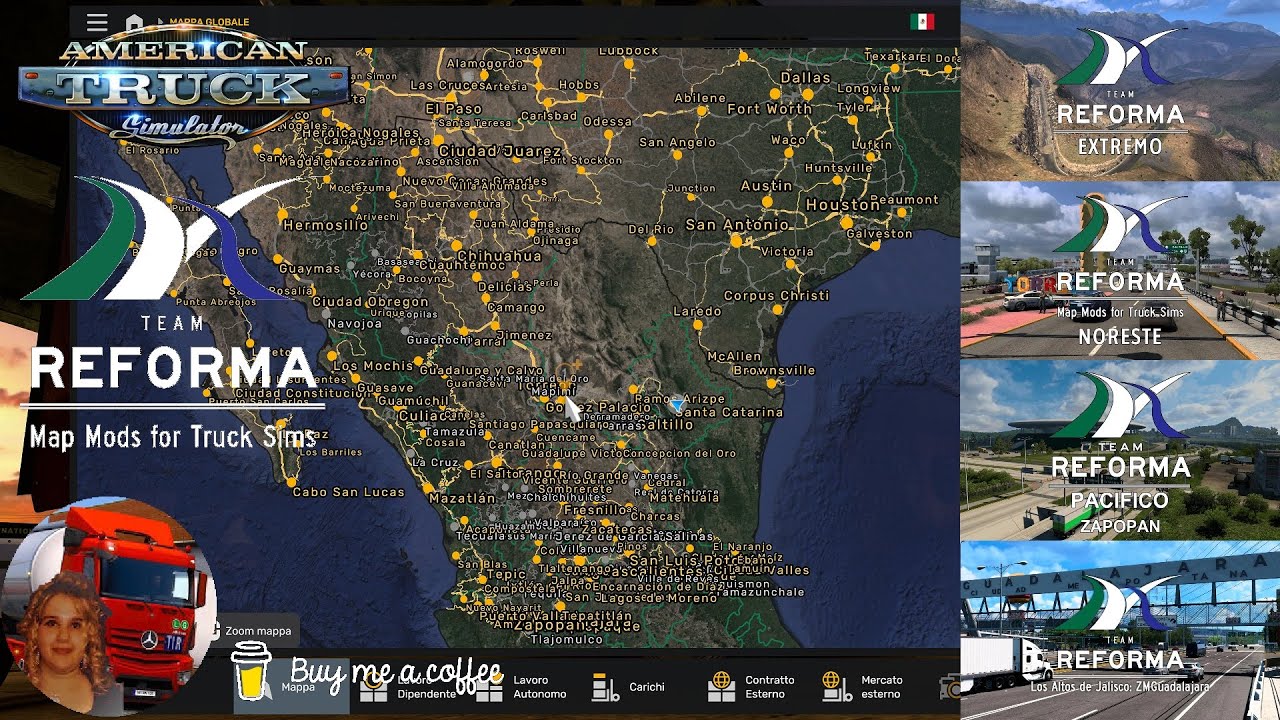 American Truck Simulator (1.54) All Team Reforma map Addons Combo [1.54] New Version + DLC's & Mods