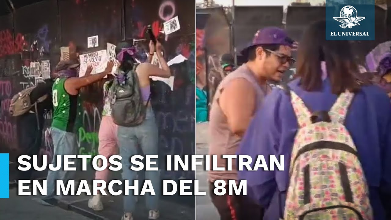 Captan a dos hombres causando destrozos en marcha del 8M