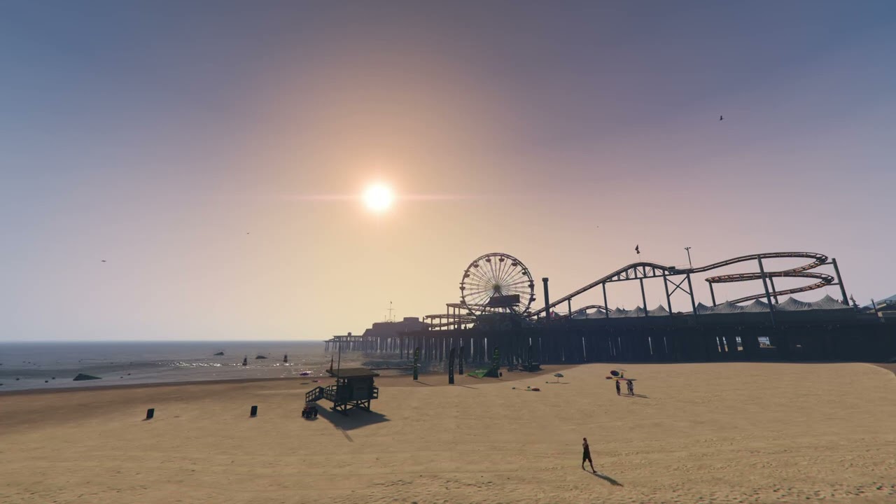 1 Hour Beach Sunset City Nature Relaxing Timelapse ASMR [GTA V]