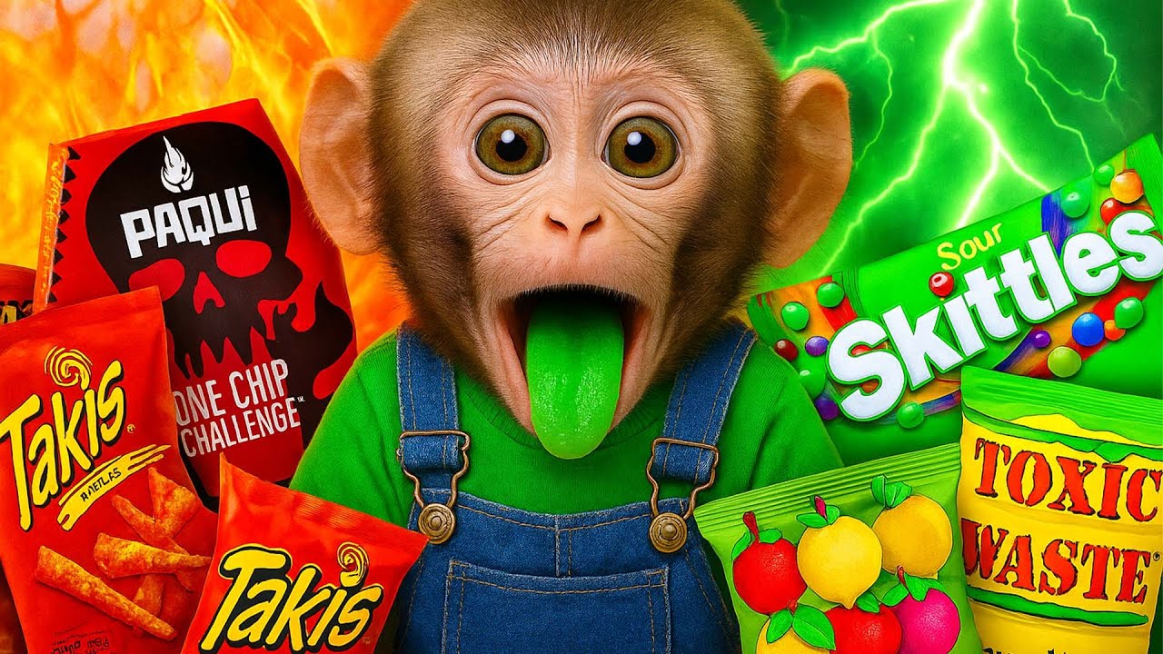Macaco Minu prova doces superdoces e pimentas ardentes no desafio do dia! | Animal Minu Portugal