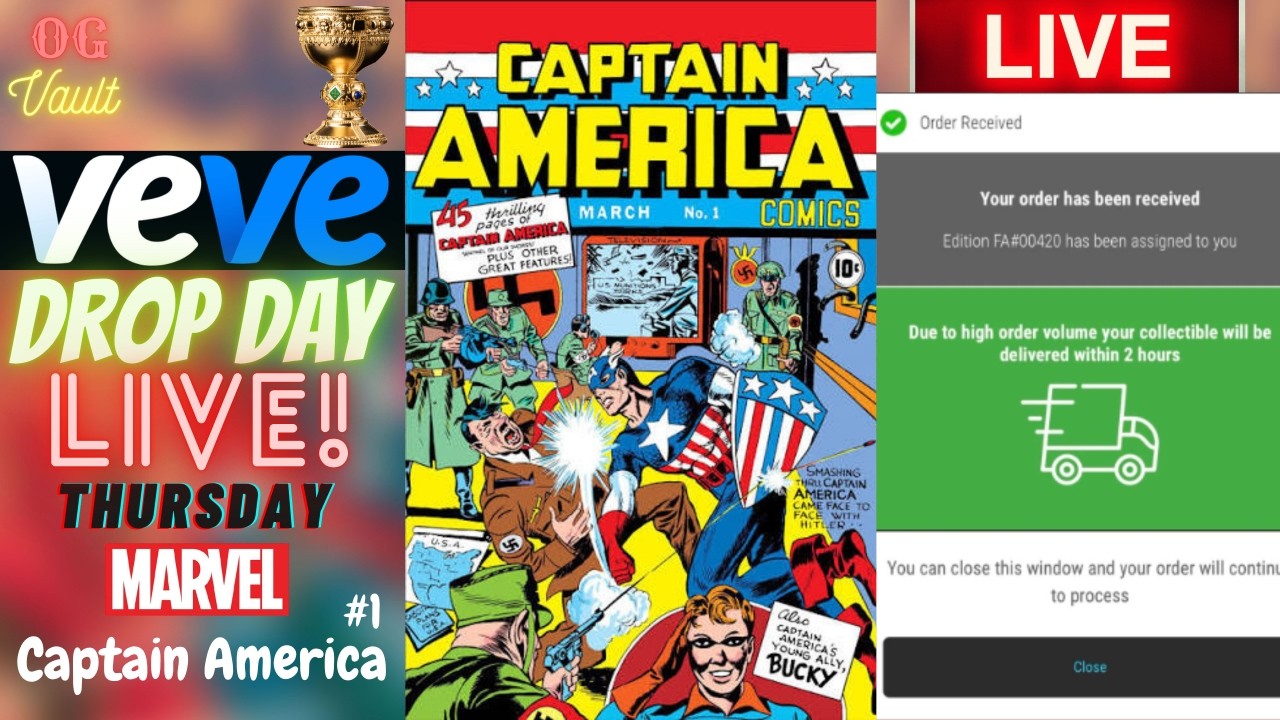 VeVe Drop Day LIVE! MARVEL Captain America #1 (1941) Blind Box Digital Collectibles NFT Drop!