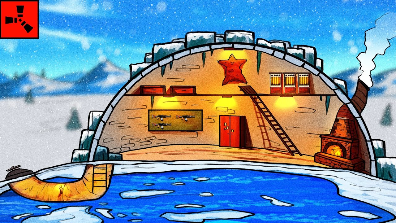 Official Rust but I Lived in a Cozy Igloo base for a wipe