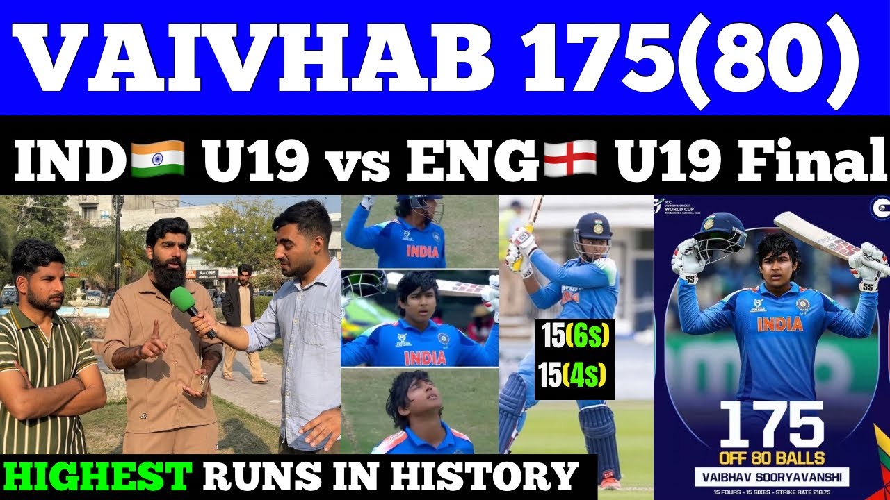Vaibhav Suryavanshi 175(80) Highest Runs Record🥵Vs Eng🏴󠁧󠁢󠁥󠁮󠁧󠁿 15(6s) 15(4s) 😱 | Pak Public Reaction 
