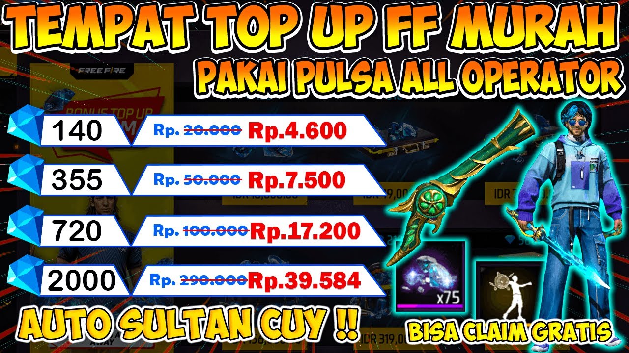 TEMPAT TOP UP FREE FIRE MURAH ❗ BISA PAKAI PULSA ALL OPERATOR ❗ LEGAL dan AMAN 2024