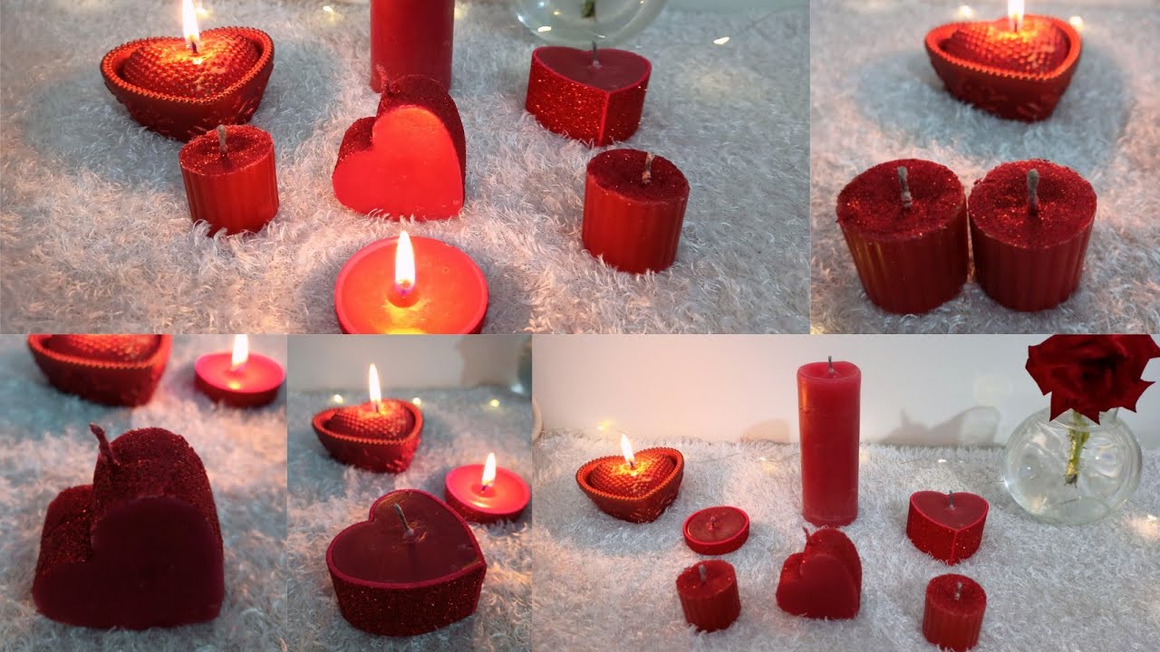 اصنعي شموع رومنسية بنفسك في البيت بأدوات بسيطة و افكار رائعة ❤️🔥 DIY  red candles
