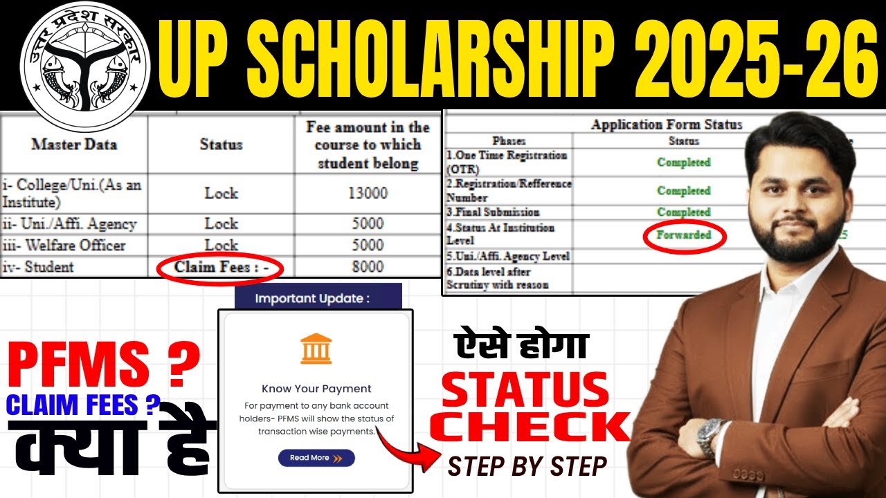 UP Scholarship 2025-26 Claim Fees | UP Scholarship PFMS Status 2025-26 Kaise Check Kare?