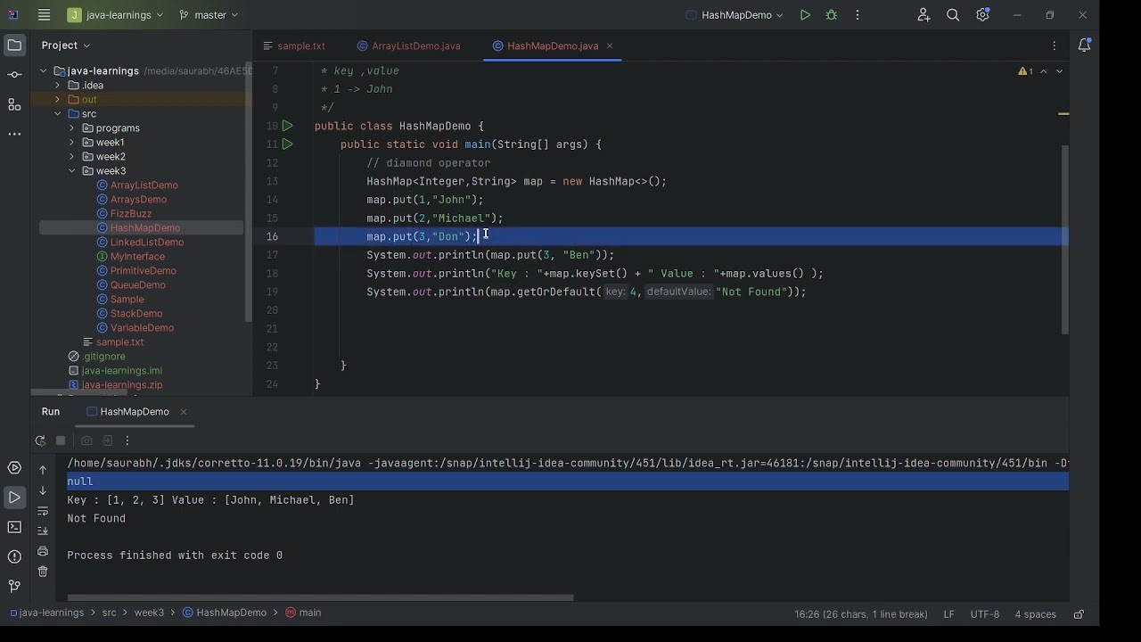 ArrayList | LinkedList | HashMap | HashSet in Java