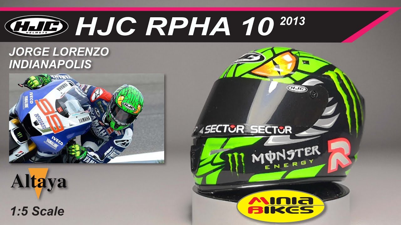 EP583 | JORGE LORENZO (2013) | HJC RPHA-10 INDIANAPOLIS | ALTAYA | 1:5 SCALE | MINIATURE HELMET